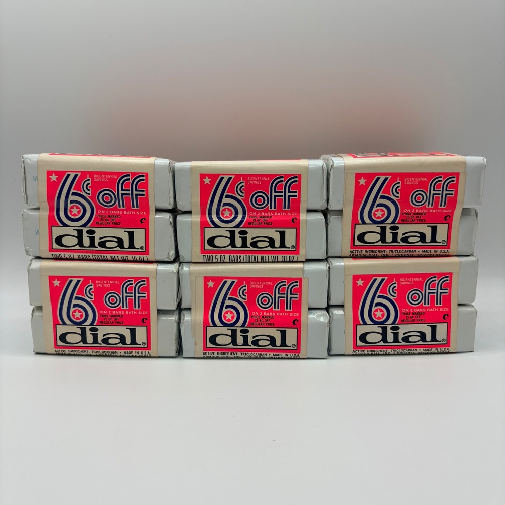 Vintage NOS Dial Bath Soap Bicentennial 6 Off 2-Pack Lot of 6 NEW 5oz White Ad